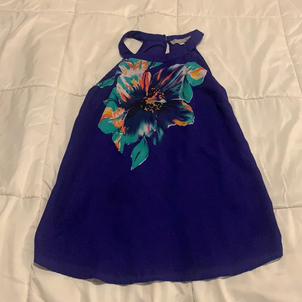 Flowy blue with flowers blouse